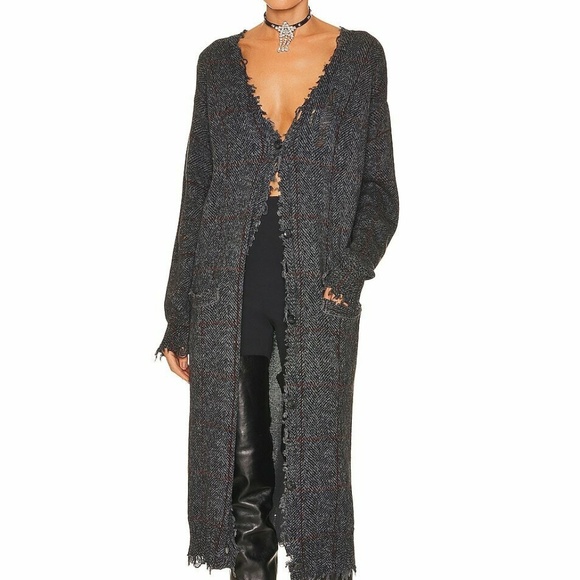 R13 Sweaters - R13 Gray Distressed Long Cardigan